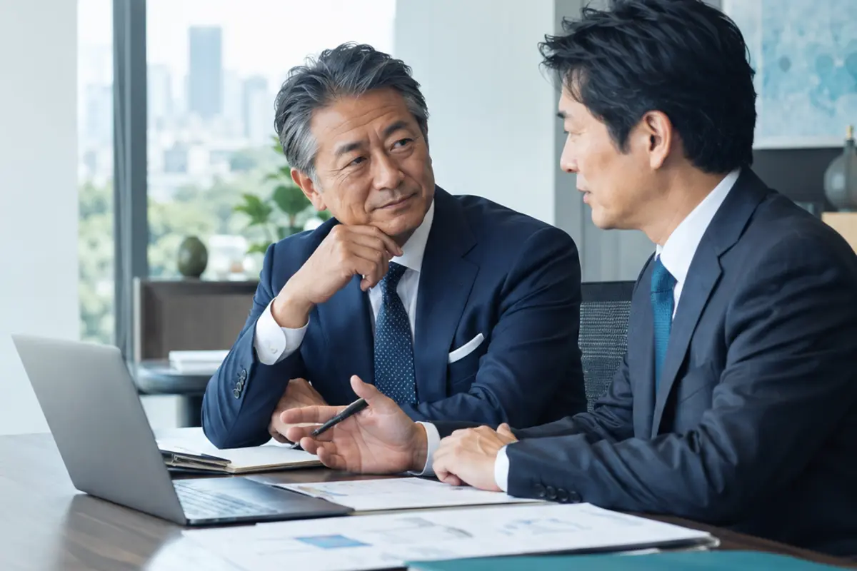 資金繰りと経営数字について話し合うオーナー社長とCFO