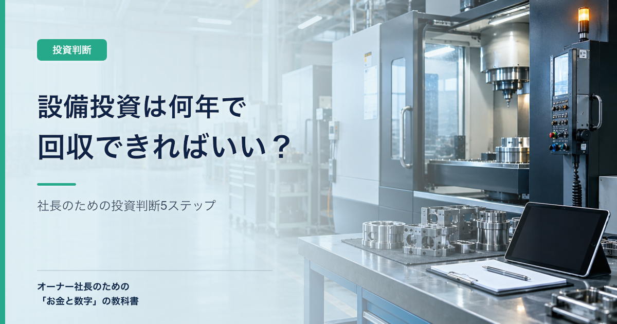 設備投資は何年で回収できればいい?社長のための投資判断5ステップ